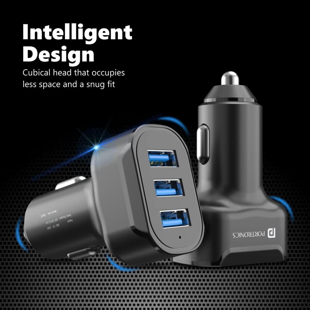 Portronics 17W Car Power 11 Car Charger with Triple Output, 17