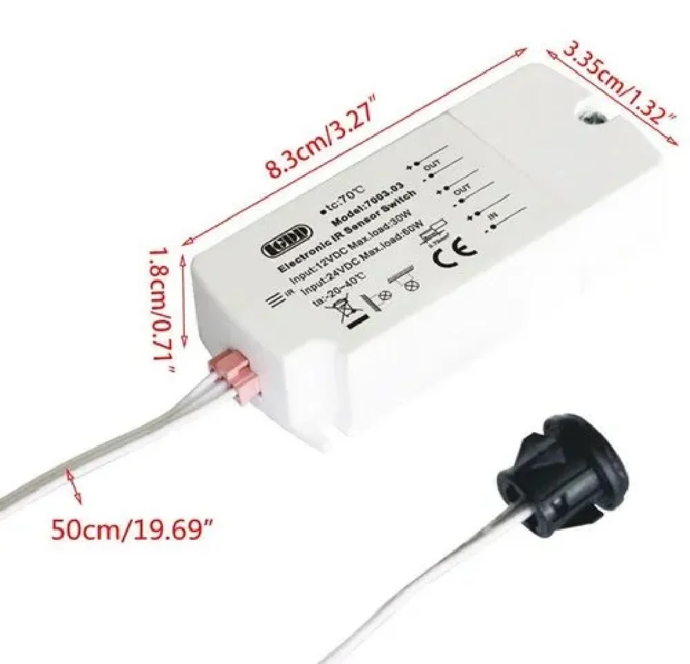 True Sense DC 12V IR Sensor Switch 40W Infrared Light Switch for LED Strip Motion Hand Wave, TS-04A