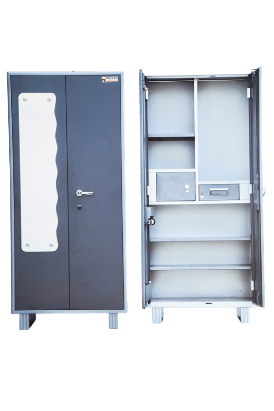 Double Door Key Lock Cupboard - Iron, 78x36x78 Inches, Maroon | Handmade, Eco-friendly, Modern Design, No Assembly Required