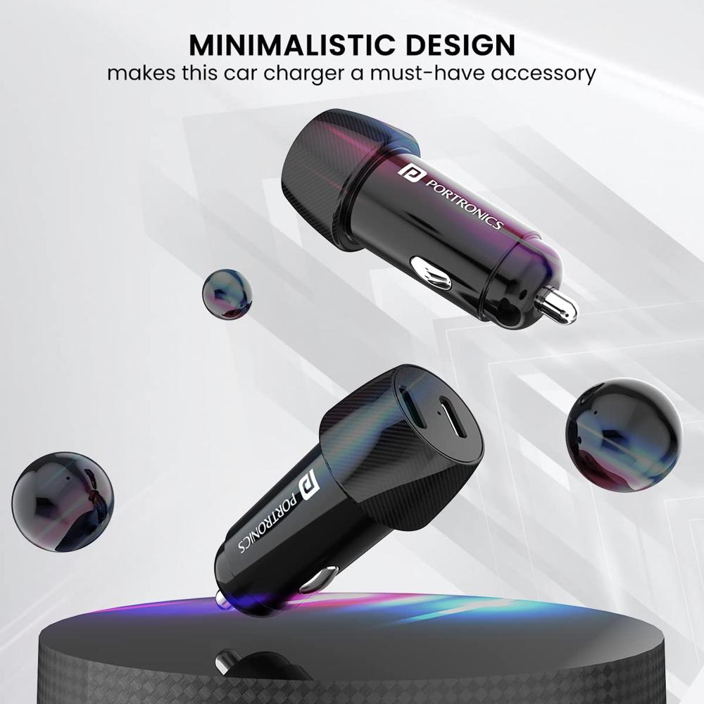 Portronics 40W Car Power 14 Fast Car Charger with Dual Type-C