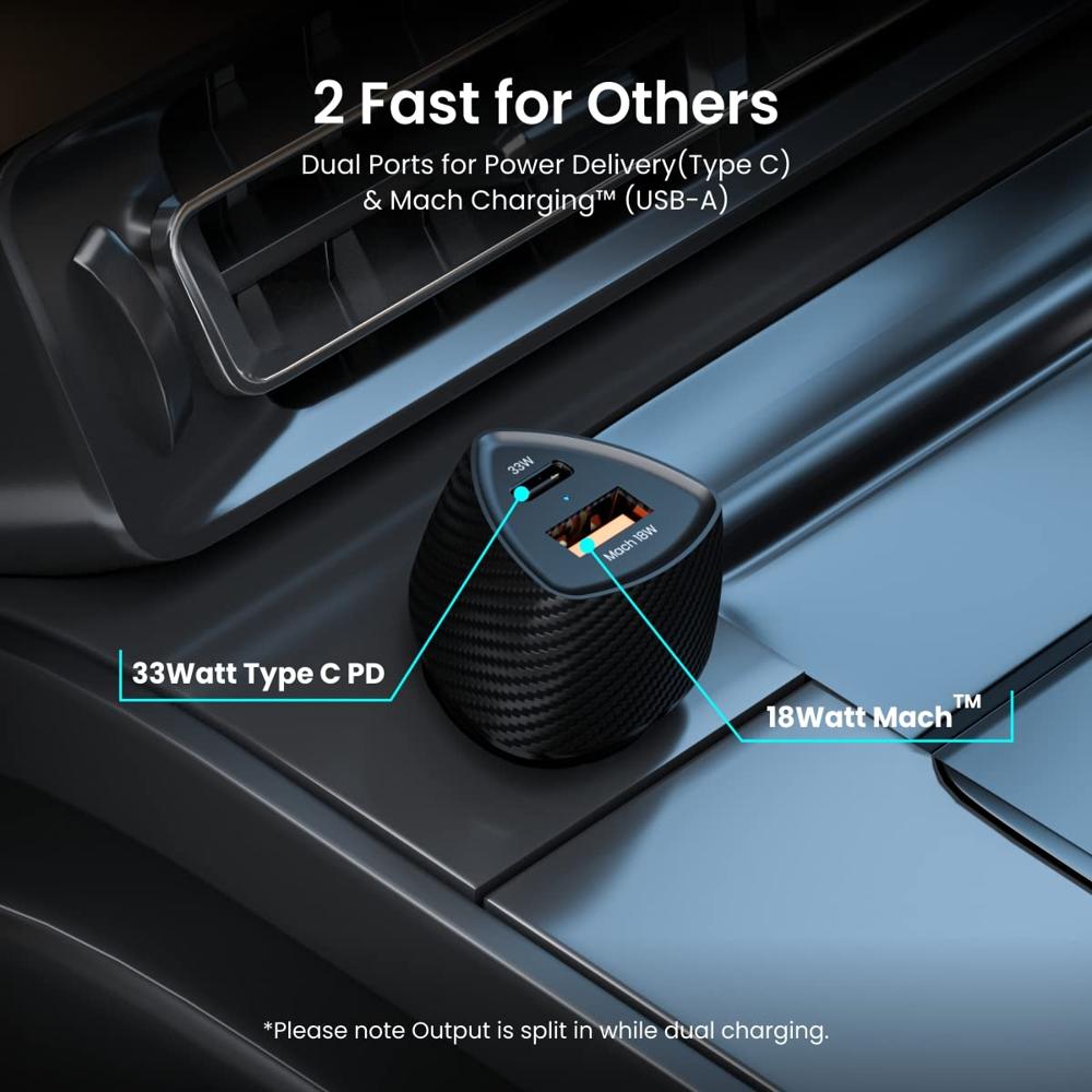 Portronics 51W Car Power 16 Fast Car Charger with Dual Output, 51