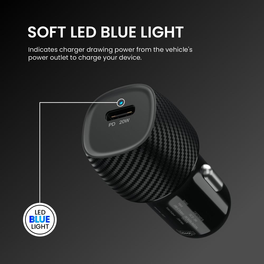 Portronics Car Power 18 Car Charger Adapter with 20W PD Type C Port Fast Charging Compatible with iPhones,