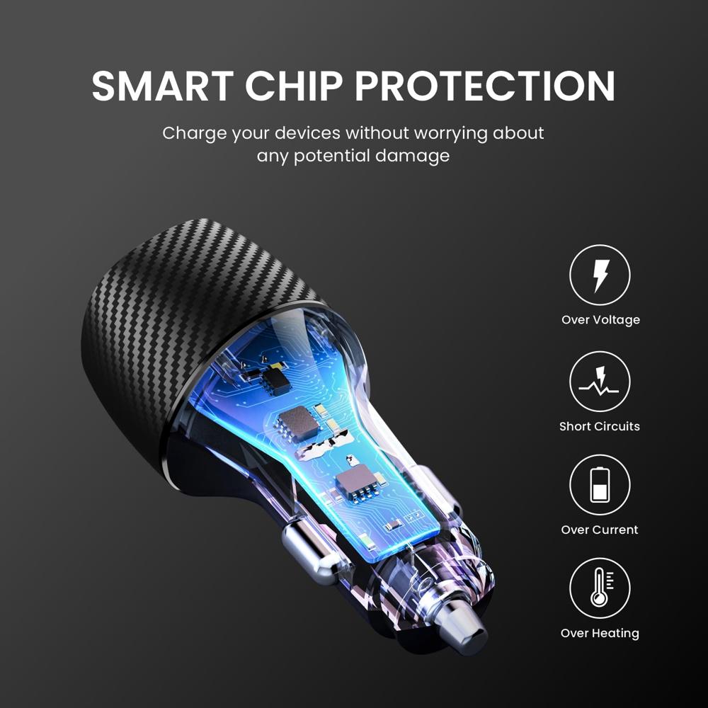 Portronics Car Power 18 Car Charger Adapter with 20W PD Type C Port Fast Charging Compatible with iPhones,