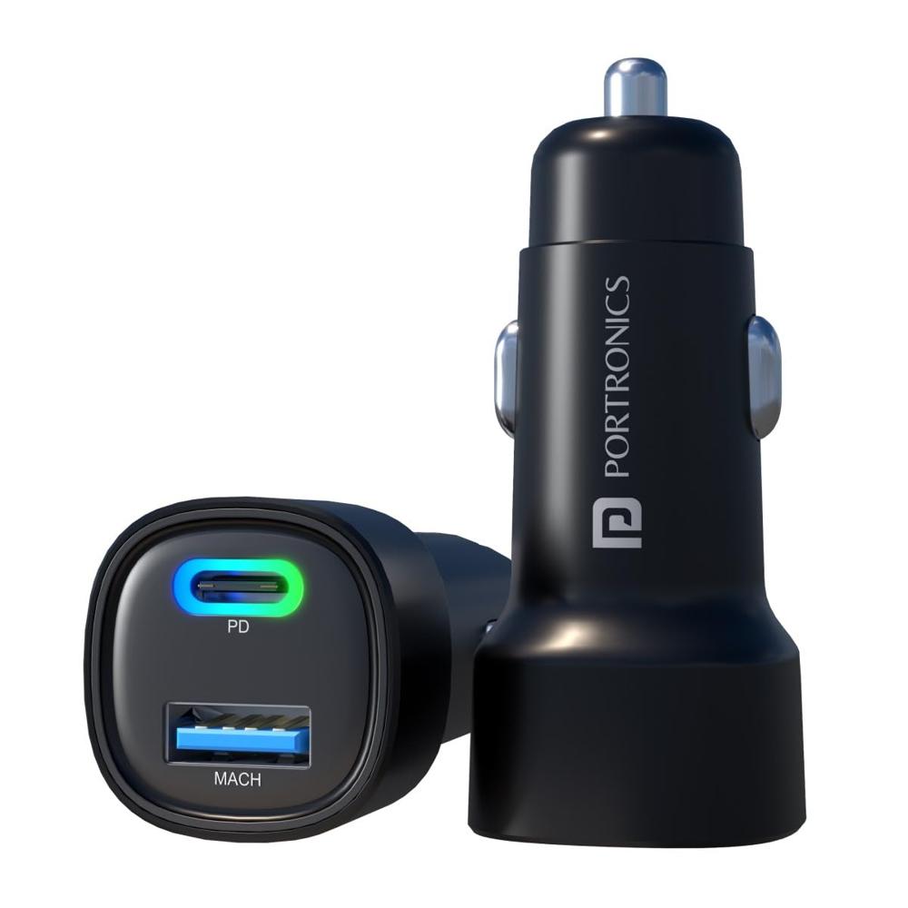 Portronics Car Power 30 Dual Output Fast Car Charger with 30W