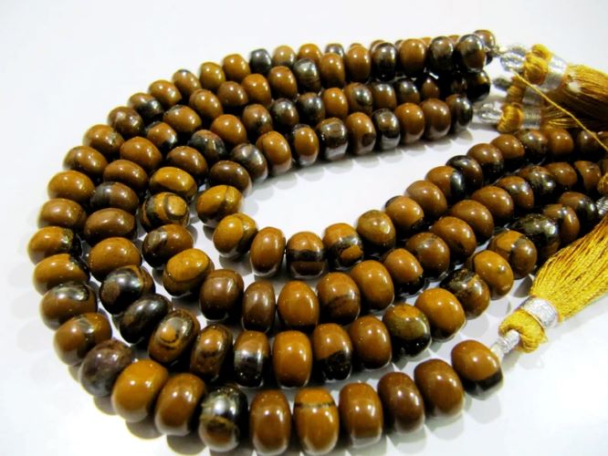 Natural Genuine Tiger Eye Plain  Smooth Rondelle Beads 8-9mm Size Sold per Strand 8 inch long