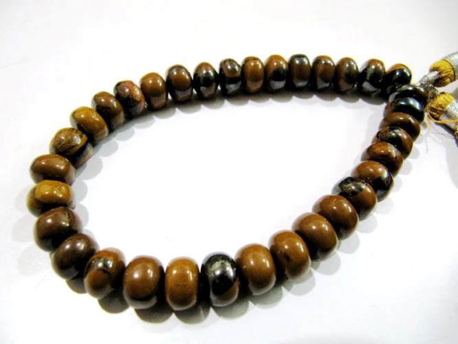 Natural Genuine Tiger Eye Plain  Smooth Rondelle Beads 8-9mm Size Sold per Strand 8 inch long