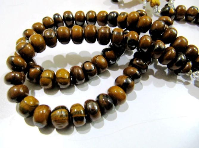Natural Genuine Tiger Eye Plain  Smooth Rondelle Beads 8-9mm Size Sold per Strand 8 inch long