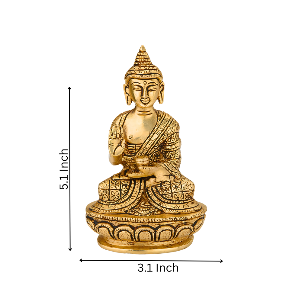 Brass Buddha Statue - Color: Golden