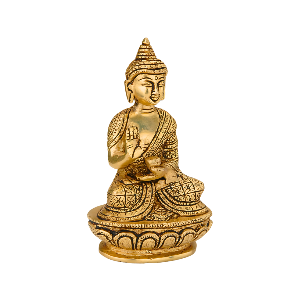 Brass Buddha Statue - Color: Golden