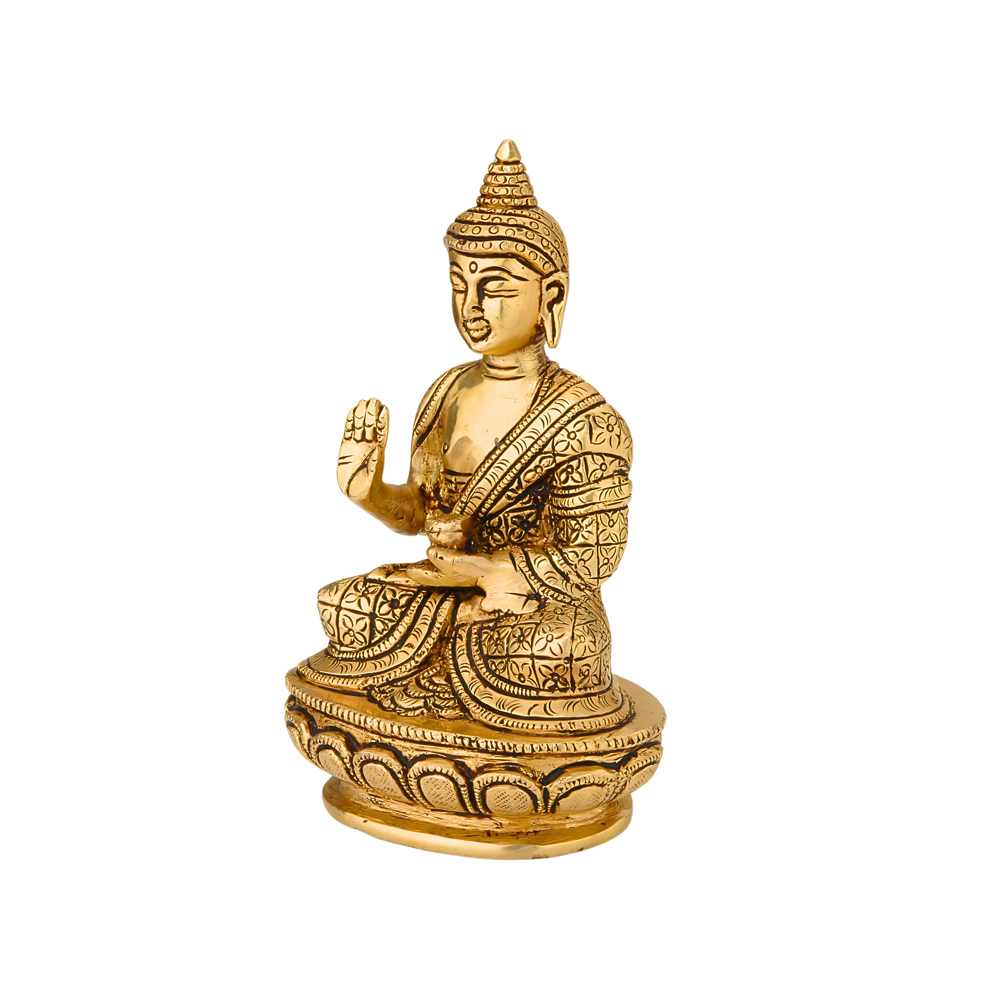 Brass Buddha Statue - Color: Golden
