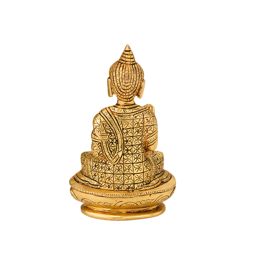 Brass Buddha Statue - Color: Golden