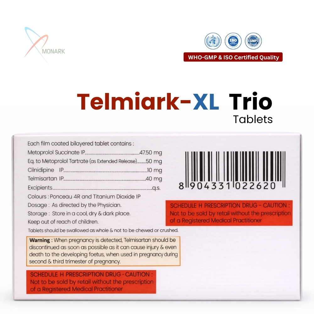 Metoprolol 50MG Succinate Extended Release +Telmisartan 40 MG  +Cilnidipine 10mg tab 