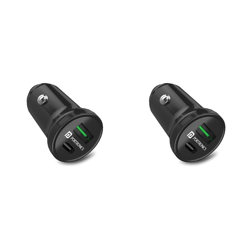 Portronics CarPower Mini Car Charger with Dual Output, Fast