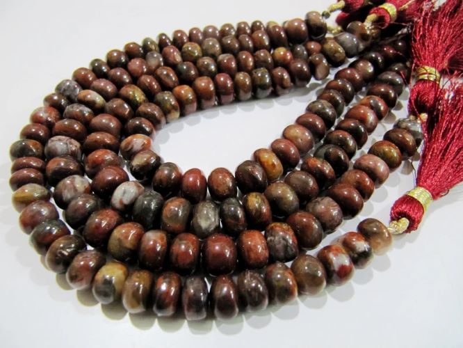 Natural Blood Agate Smooth Rondelle Beads / Red Tiger Eye Jade Beads 8-9mm Size Strand 8 inch long