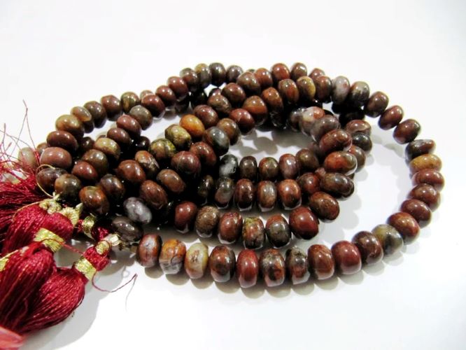 Natural Blood Agate Smooth Rondelle Beads / Red Tiger Eye Jade Beads 8-9mm Size Strand 8 inch long