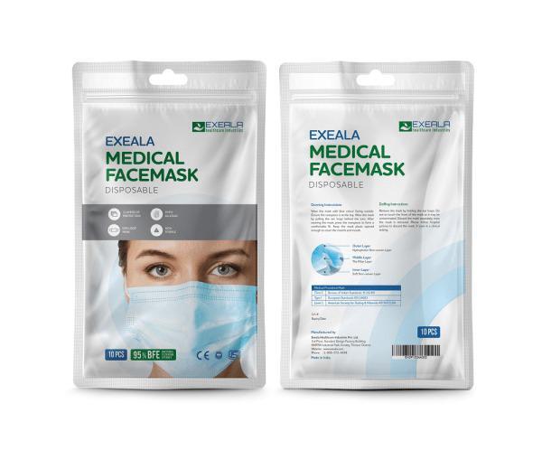 Exeala Medical Disposable 3 Ply Face Mask (BLUE)- Pack of 10 Pcs