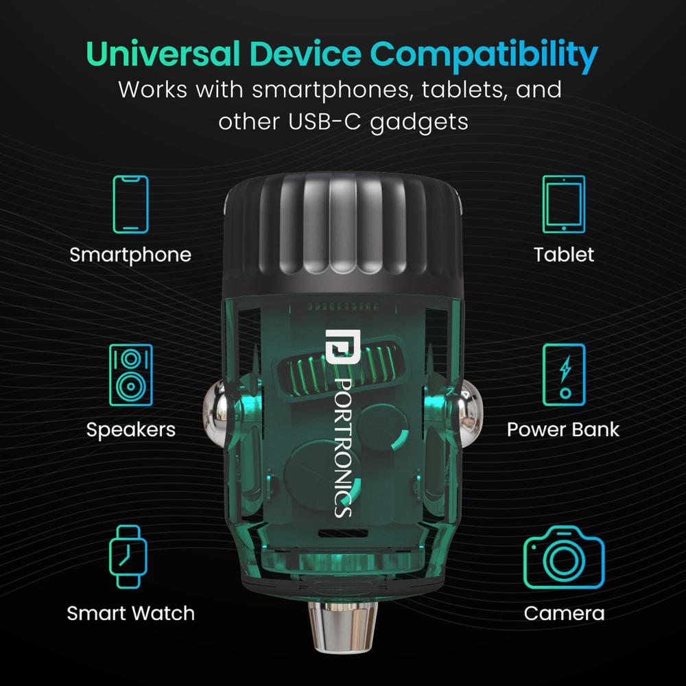Portronics Car Power View 36W Car Charger, Dual Port (18W USB Type-A