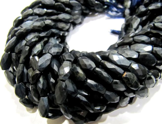 Natural Blue Tiger Eye Oval Faceted Beads Size 10mm to 12mm Blue Color Mani Shape  Strand 13 Inches long