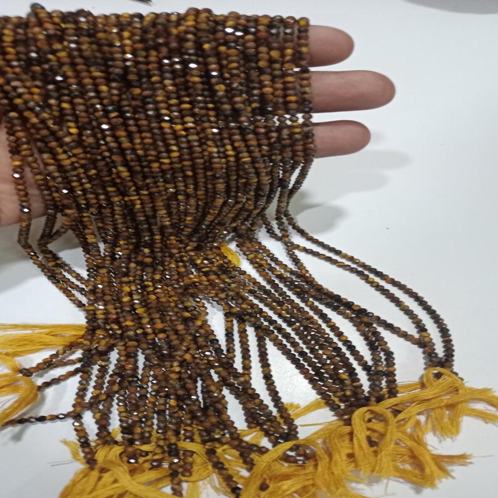 Natural Tiger Eye Rondelle Faceted Beads 3mm Brown Color Beads Sold per Strand 13 Inches long