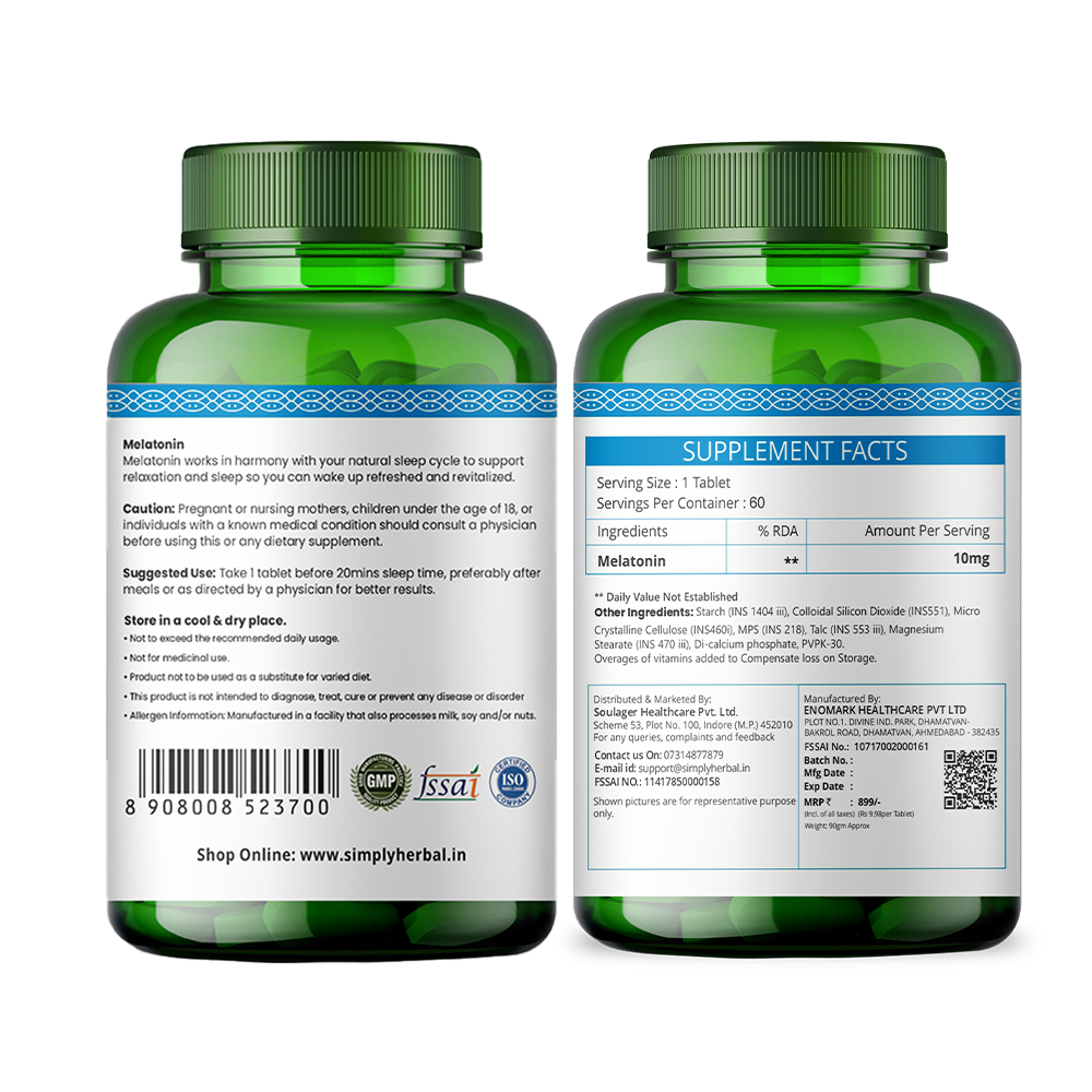 Simply Herbal Natural Melatonin 10 mg Sleeping Tablets