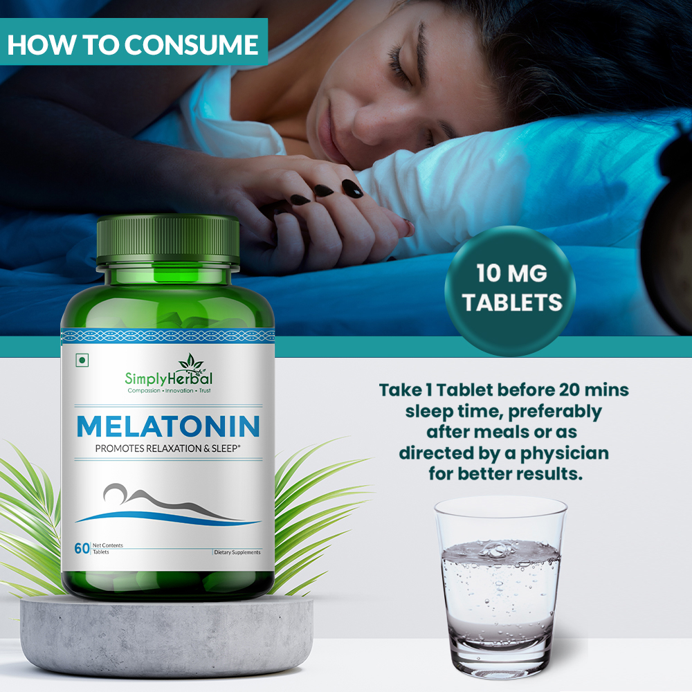 Simply Herbal Natural Melatonin 10 mg Sleeping Tablets