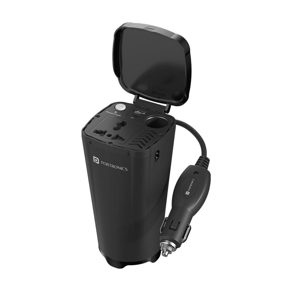 Portronics 200W Car Power One with 30W Type-C PD,12V Car Plug Power Cord,18W USB Port, AC