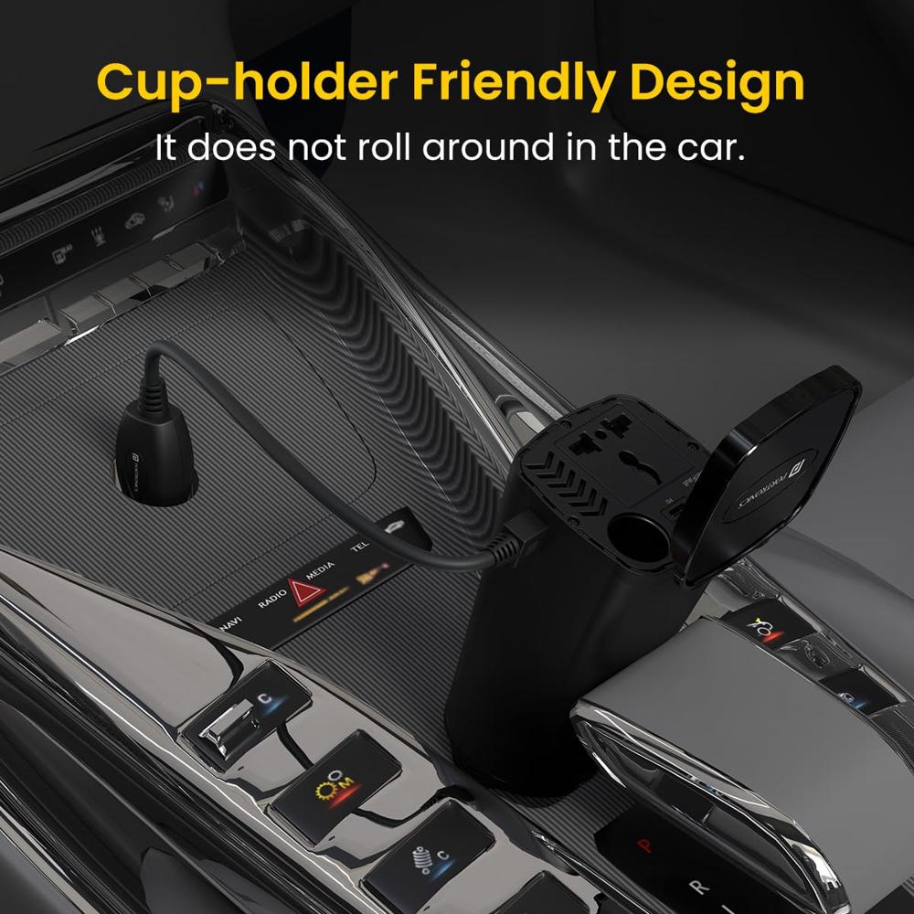 Portronics 200W Car Power One with 30W Type-C PD,12V Car Plug Power Cord,18W USB Port, AC