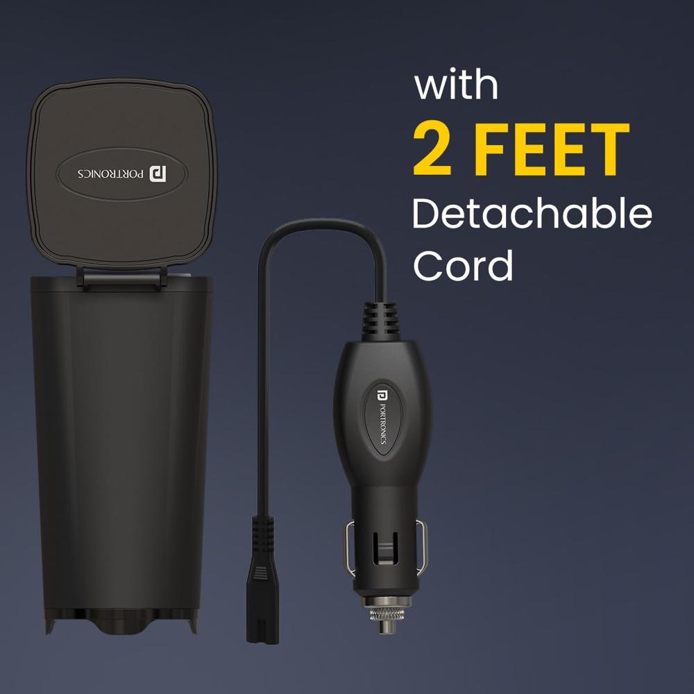 Portronics 200W Car Power One with 30W Type-C PD,12V Car Plug Power Cord,18W USB Port, AC