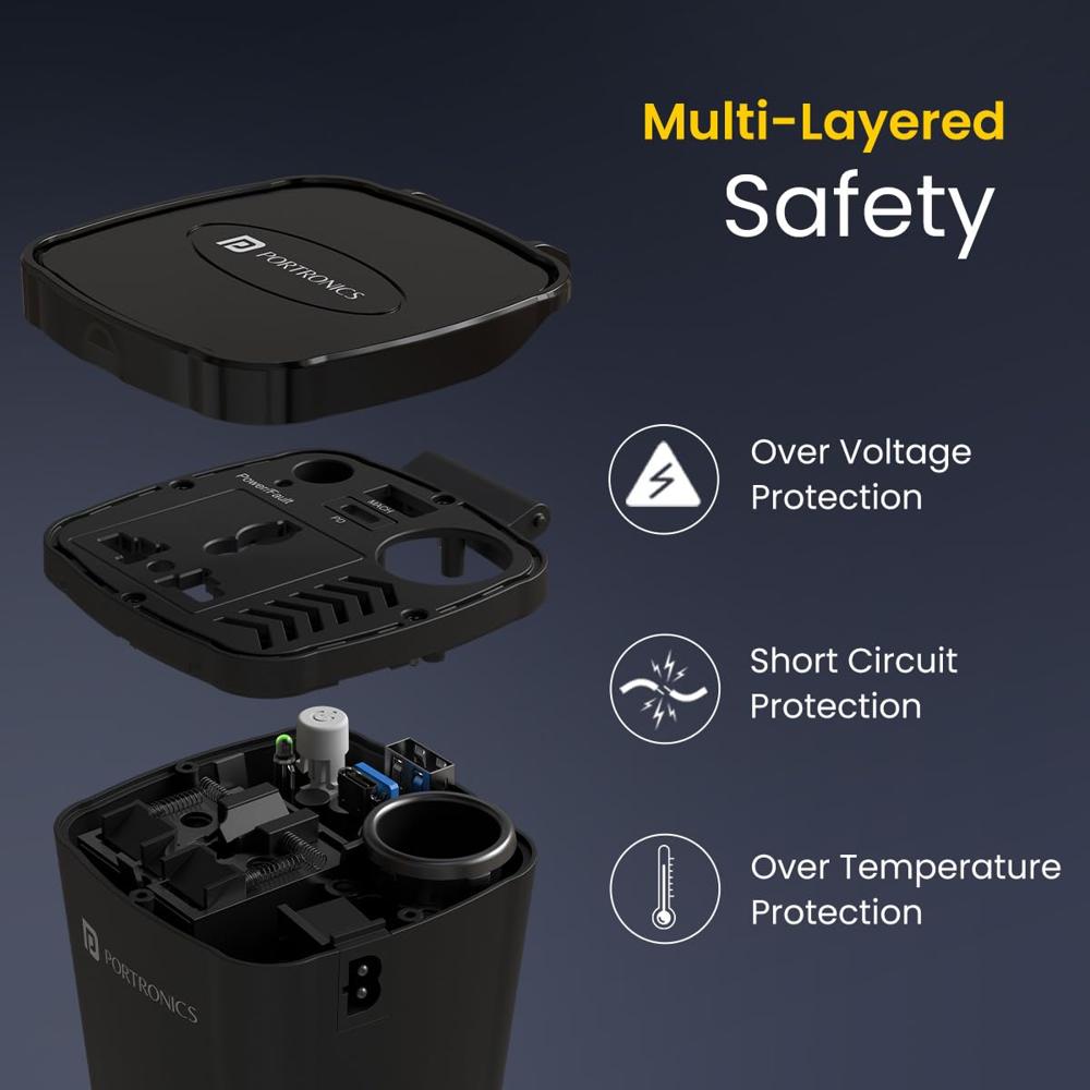 Portronics 200W Car Power One with 30W Type-C PD,12V Car Plug Power Cord,18W USB Port, AC