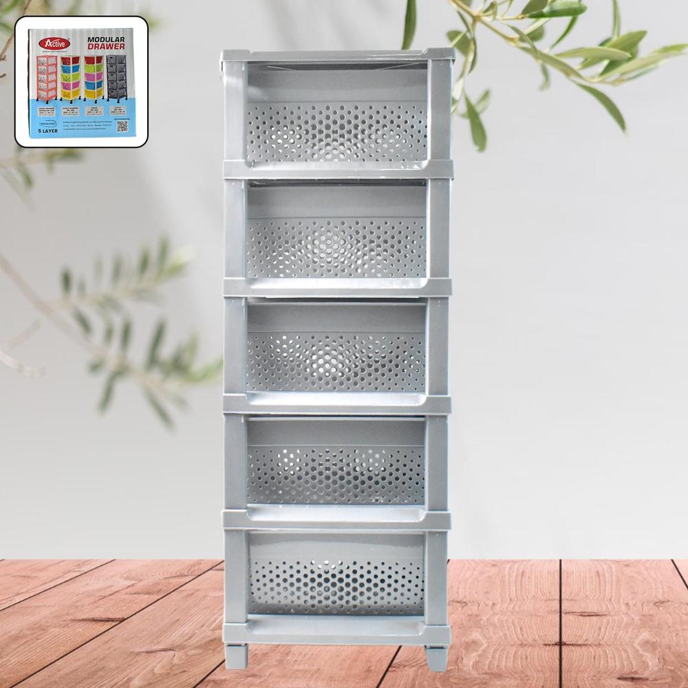 Multi-Purpose Anti-Slip 5 Layer Modular Drawer Storage System - Material: Plastic