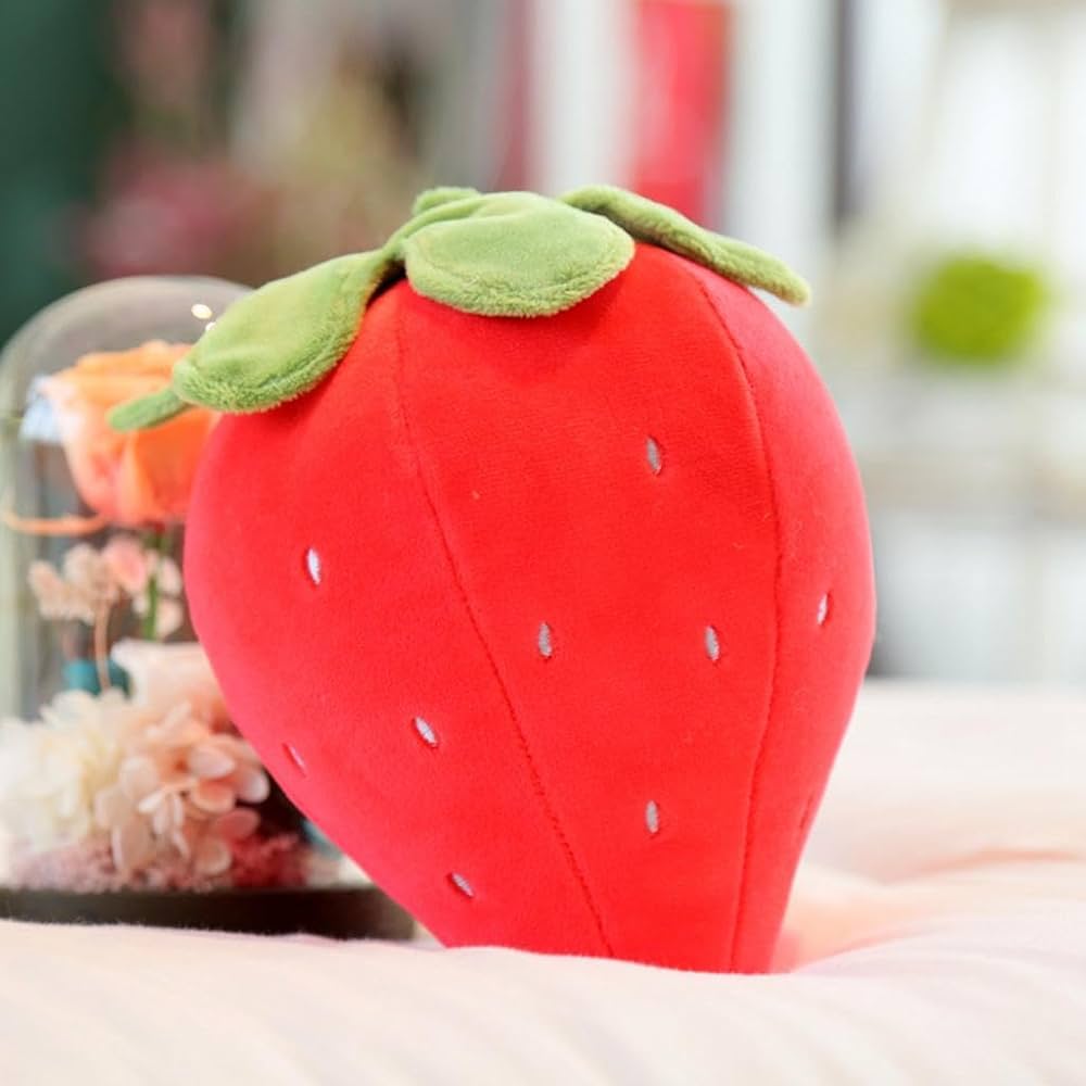 Strawberry Soft Toy - Color: Red With Green Leaf Accent