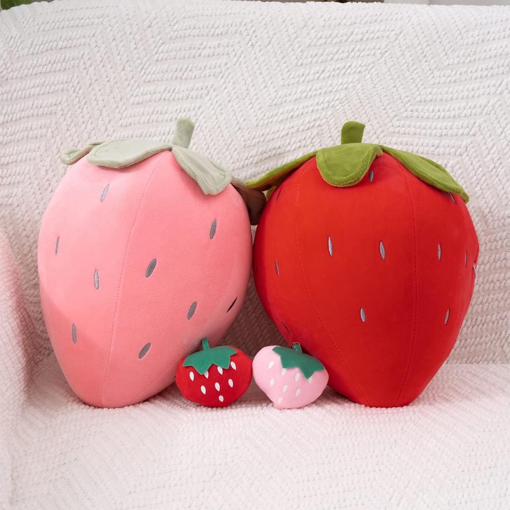 Strawberry Soft Toy - Color: Red With Green Leaf Accent