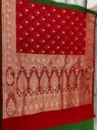 Bridal Red Silk Saree - Transparency: Opaque