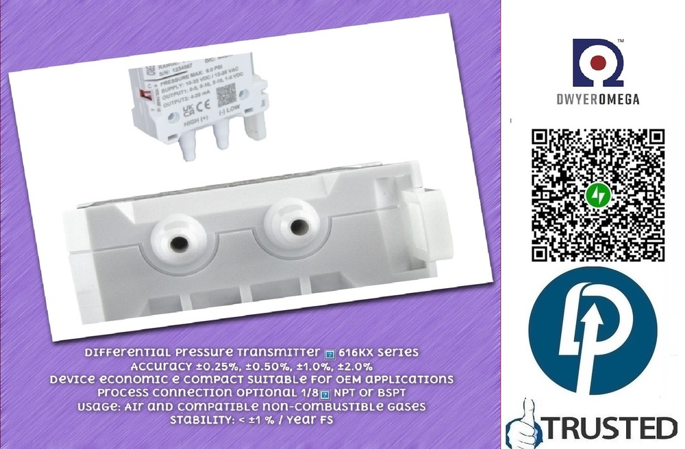DWYER >> 616KX-100-107-IN >> DIFFERENTIAL PRESSURE TRANSMITTER >>0 to 5 Inch WC