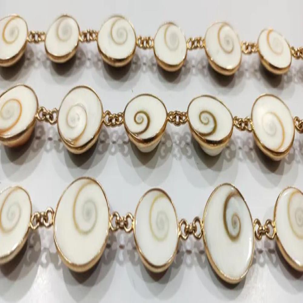 Shiva Eye Round Cabochon 12 to 18mm Shell Beads Raw Organic Fossil Domed Coin Bezel Connector Chain