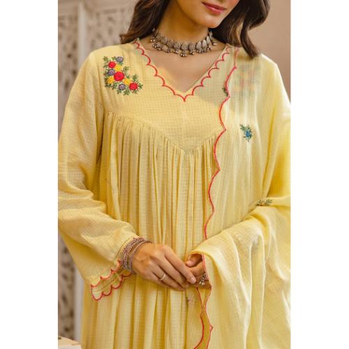 Buttercup Mul Cotton A Line Threadwork Suit