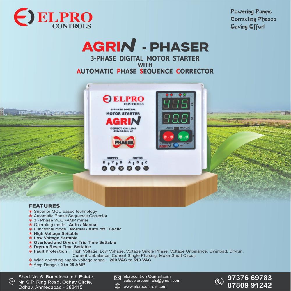 AGRIN-PHASER : 3-Phase Digital Motor Starter With Phase Sequence Corrector