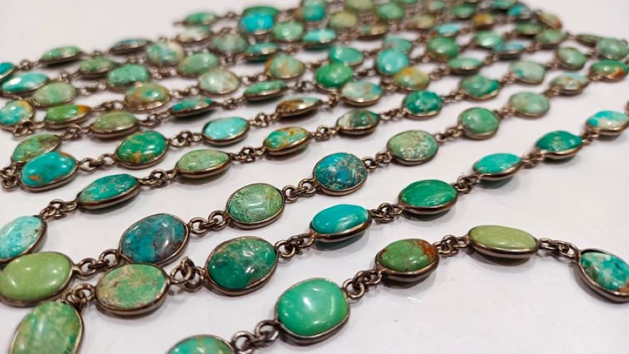 Arizona Turquoise Cabochon Bezel Connector Chain - Sold Per Foot