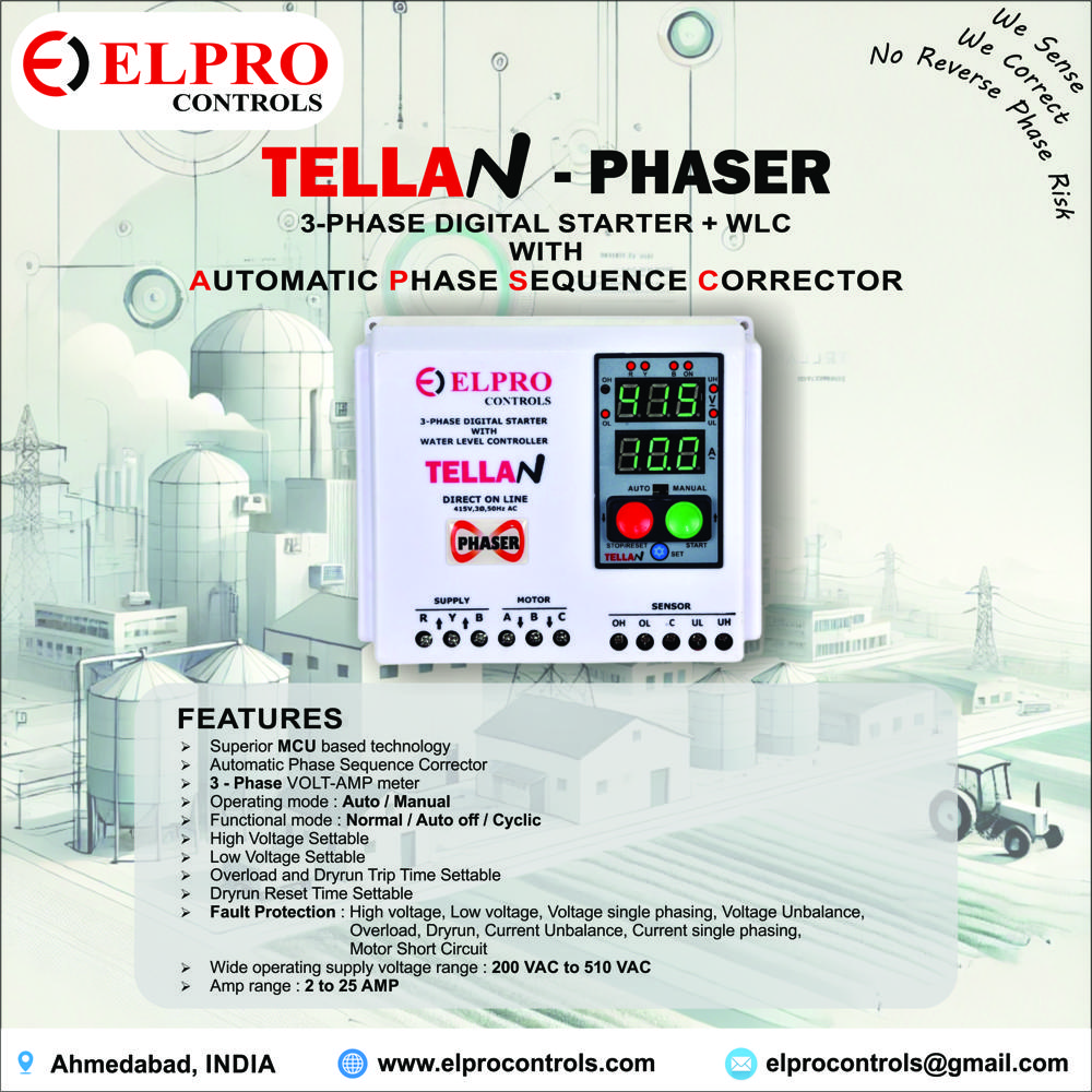 TELLAN : 3-Phase Digital Motor Starter With Water Level Controller