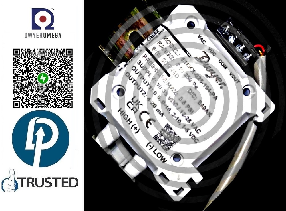 DWYER Pressure Transmitter MODEL >> 616KX-025-104-PA >> Range  0 to 250 Pascal>>Manufacturer : DWYER OMEGA