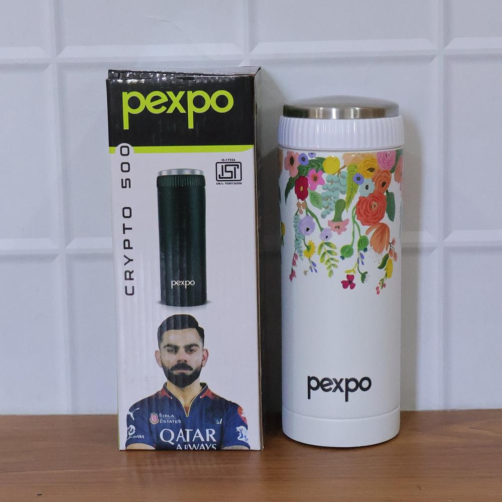 Pexpo Crypto Art Hot & Cold Vacuum Insulated Stainless Steel Water Bottle 500 Ml - Color: Mix