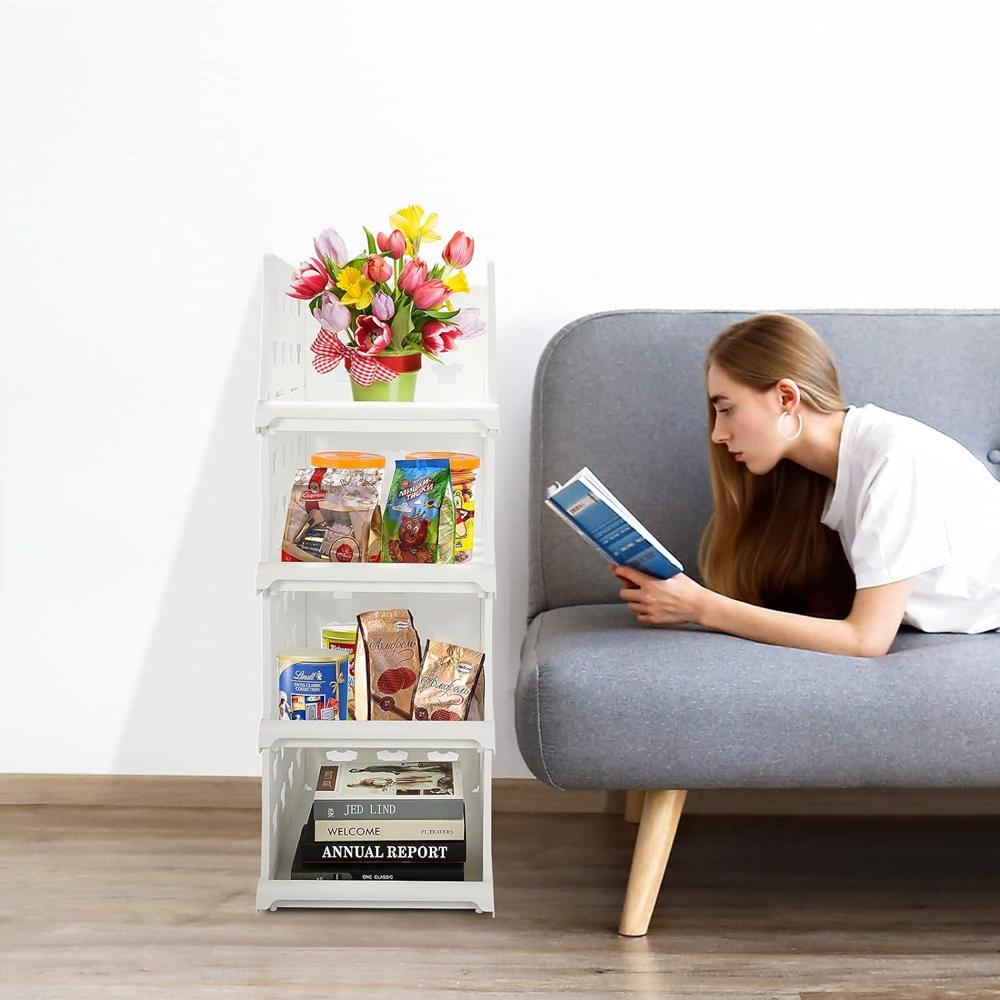 4-Layer Stackable Foldable Storage Organizer Cart Kitchen, Closet, Bedroom & Bathroom