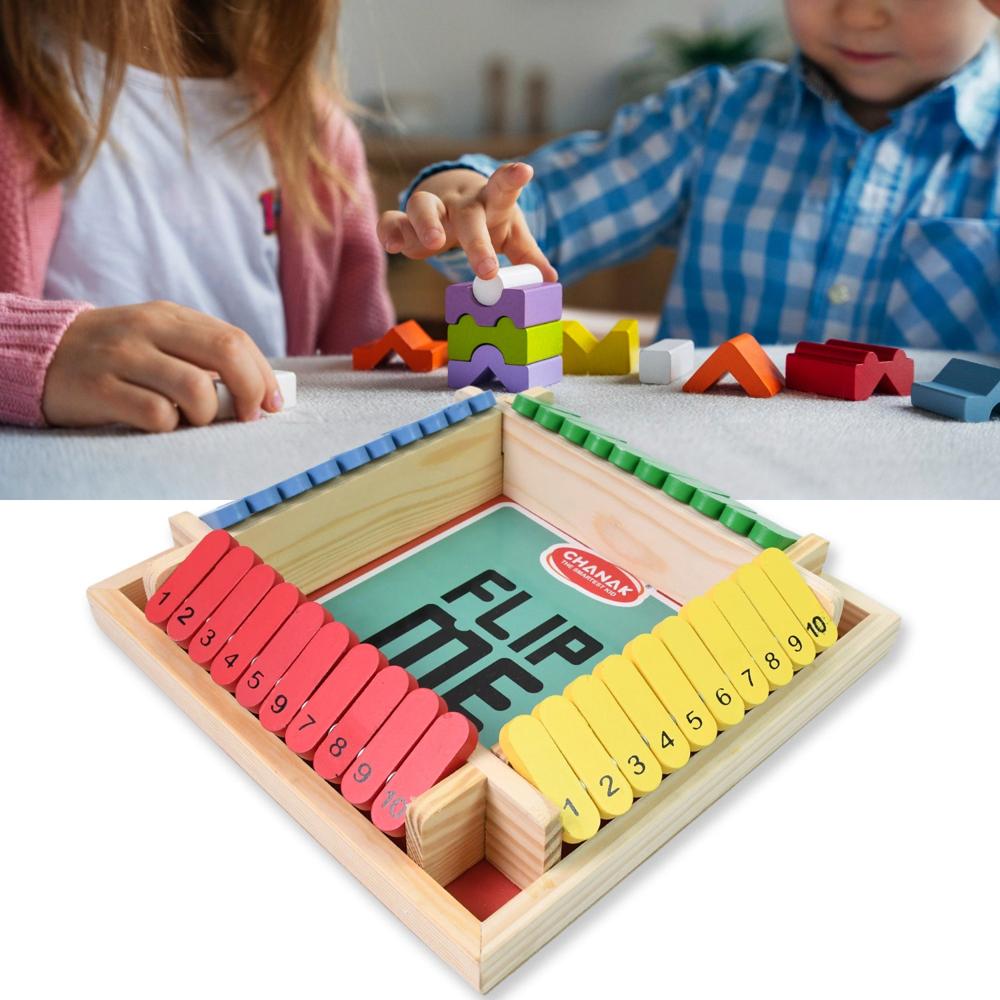 Shut The Box Dice Game, Classic Flip Me Multiplayer Game (1 Set) - Color: Mix