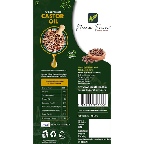 Wood Pressed Castor Oil 15 Kg Tin
