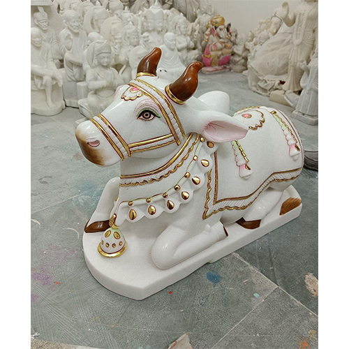 White marble Nandi statue