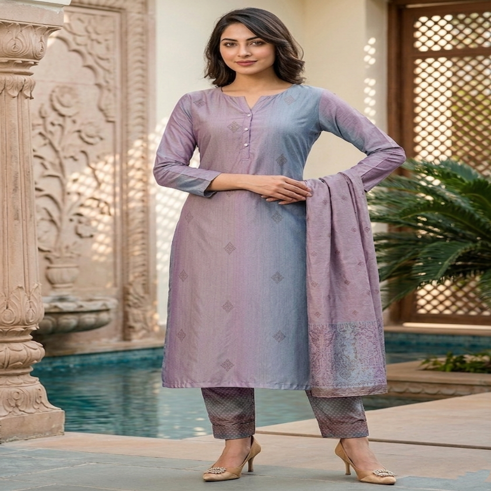 Elegant Digital Print Kurti Set Fabric with Dupatta