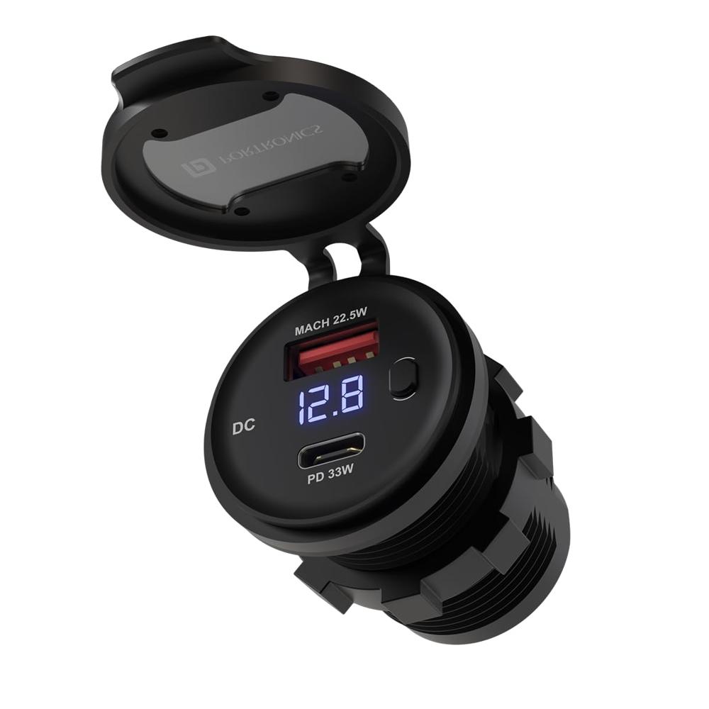 Portronics Spark 52.5w Multi-vehicle Phone Charger, 33w Type - Color: Black
