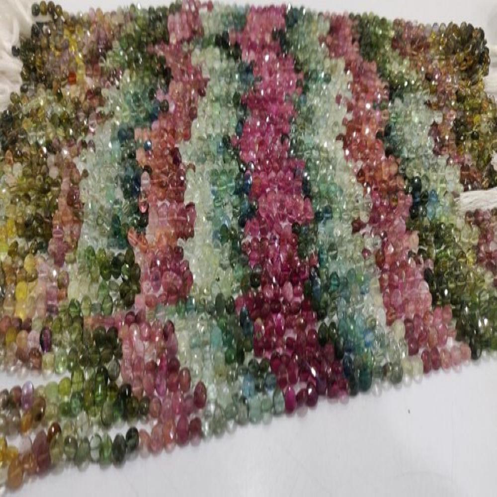 Natural Multi Tourmaline Coin Shape Faceted 5mm Beads Sold per Strand of 13 Inches Long