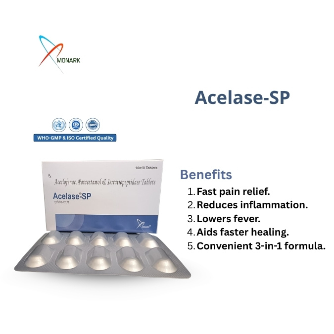 Aceclofenac 100mg + Paracetamol 325mg + Serratiopeptidase 15mg Tablet