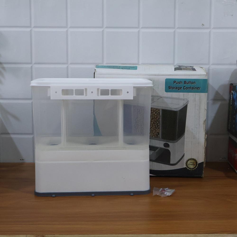 Easy Flow Cereal Dispenser for Kitchen 3 in 1 Push Button Wall Mount Container